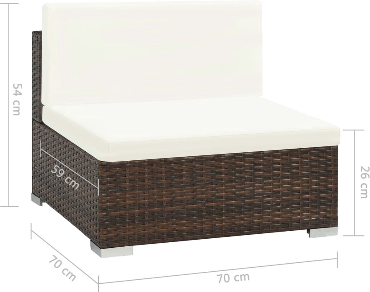 Vidaxl 6-delige Loungeset Met Kussens Poly Rattan - Bruin