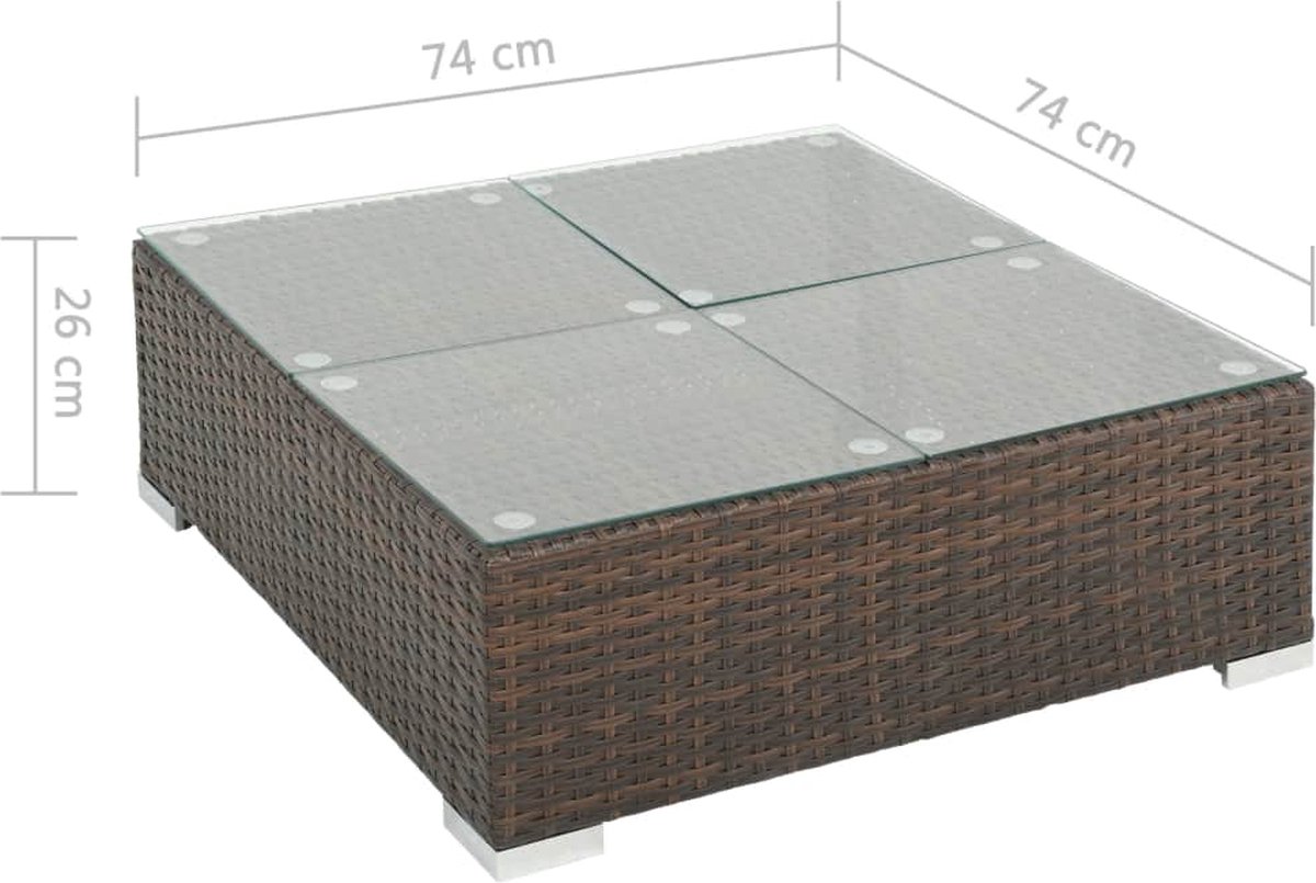 Vidaxl 6-delige Loungeset Met Kussens Poly Rattan - Bruin