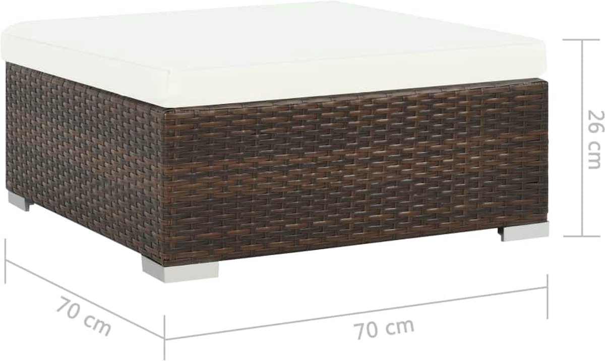 Vidaxl 6-delige Loungeset Met Kussens Poly Rattan - Bruin