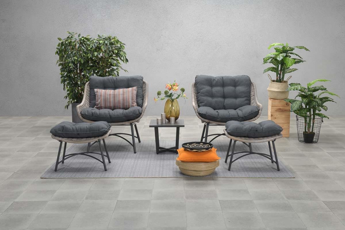 Garden Impressions Selene Relax Tuinstoel + Voetenbank - - Bruin