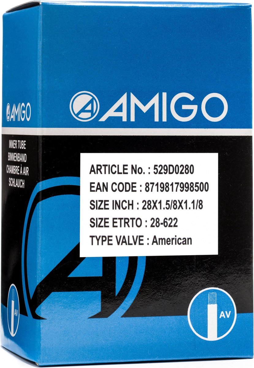 Amigo Binnenband 28 X 1 5/8 X 1 1/8 (28-622) Av 48 Mm - Zwart