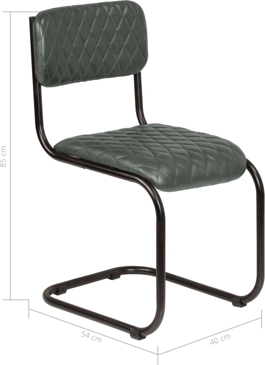 Vidaxl Eetkamerstoelen 6 St Echt Leer - Grijs
