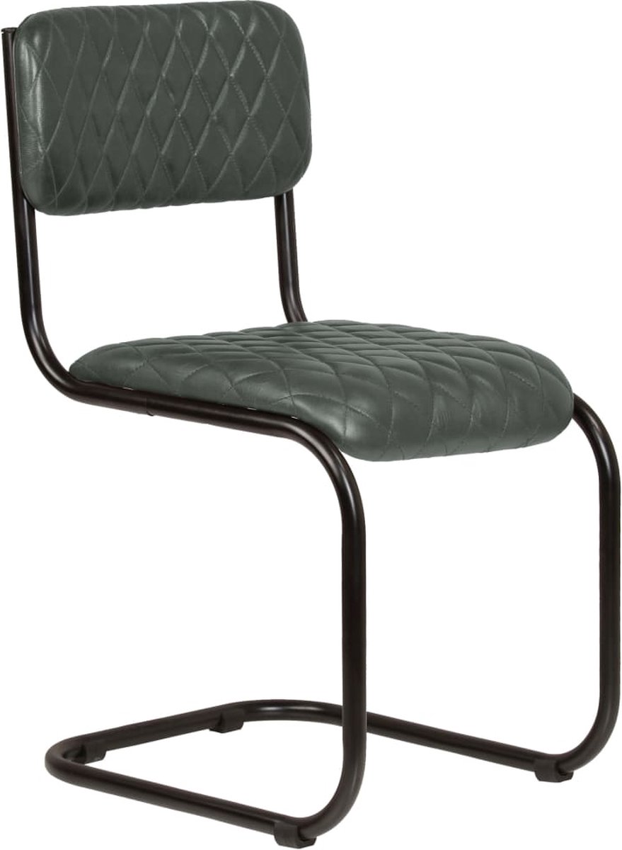 Vidaxl Eetkamerstoelen 6 St Echt Leer - Grijs