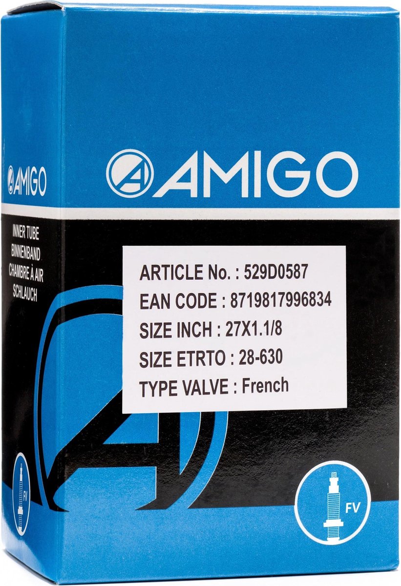 Amigo Binnenband 27 X 1 1/8 (28-630) Fv 48 Mm - Zwart