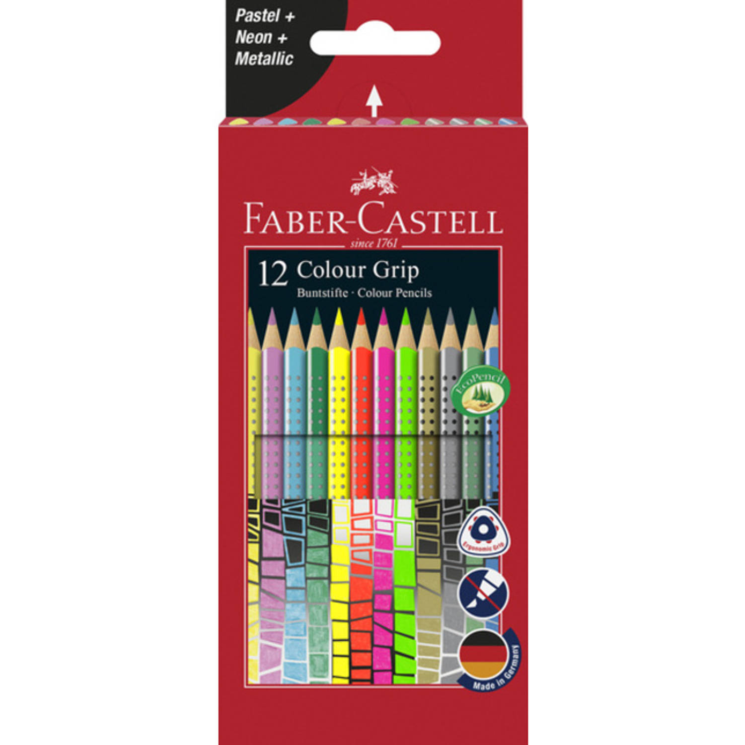 Faber Castell Kleurset Faber-castell Grip Pastel, Neon En Metallic 12 Stuks