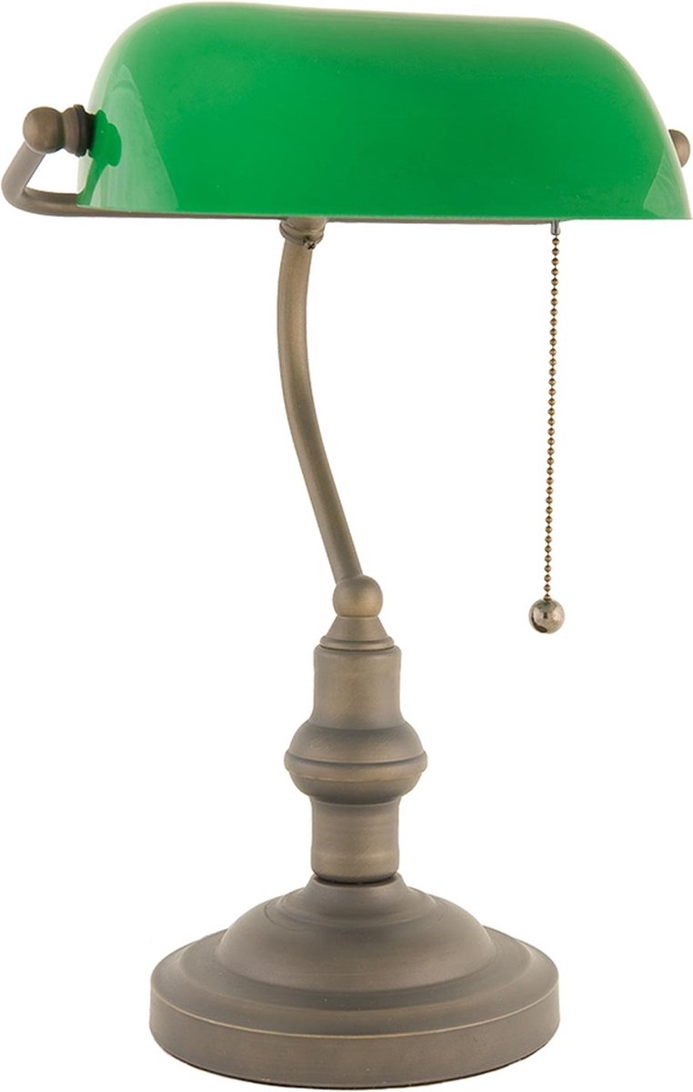 Clayre & Eef Bankierslamp , Glas 40 X ø 27 Cm -, - Glas, Metaal - Groen