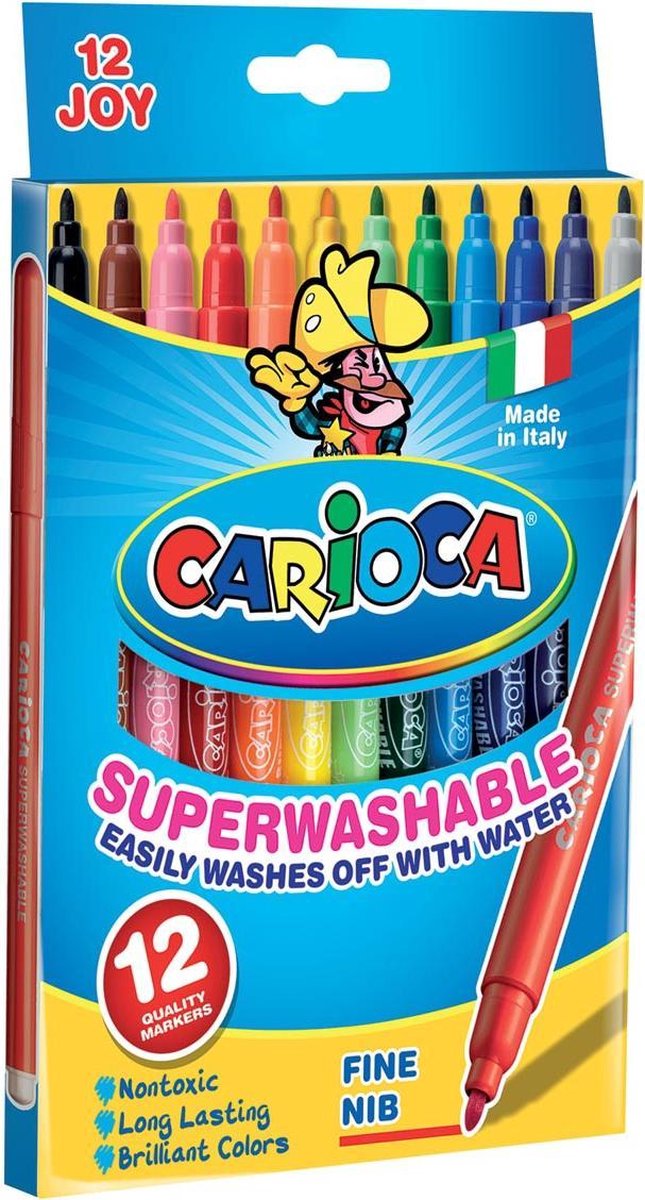 Carioca Viltstift Superwashable Joy, 12 Stiften In Een Kartonnen Etui