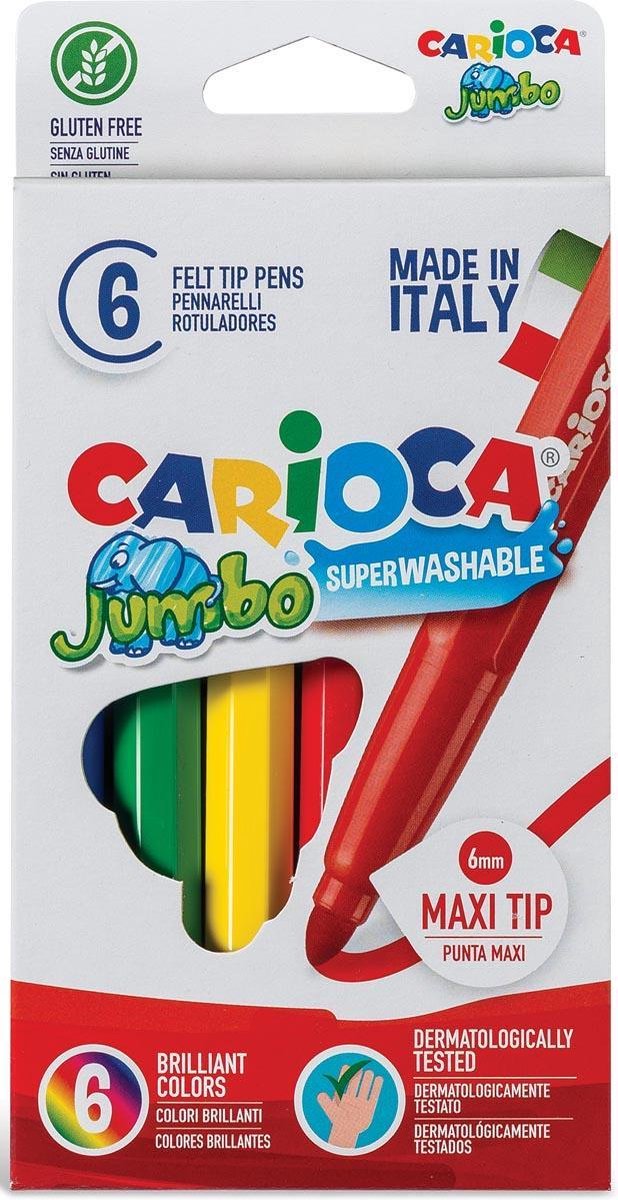 Carioca Viltstift Jumbo Superwashable 6 Stiften In Een Kartonnen Etui