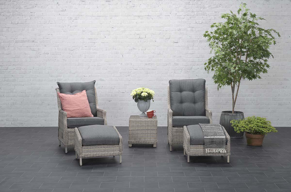 Garden Impressions - Veracruz Relaxstoel + Voetenbank - Vintage Willow - Grijs