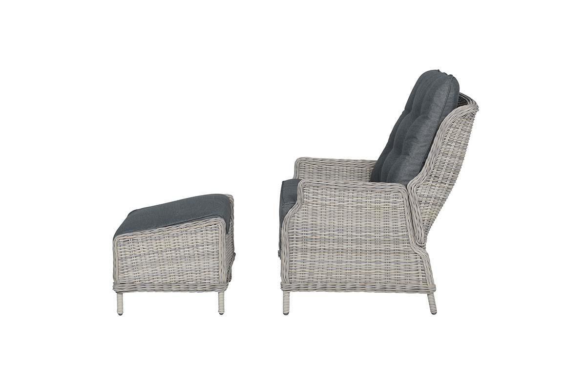 Garden Impressions - Veracruz Relaxstoel + Voetenbank - Vintage Willow - Grijs