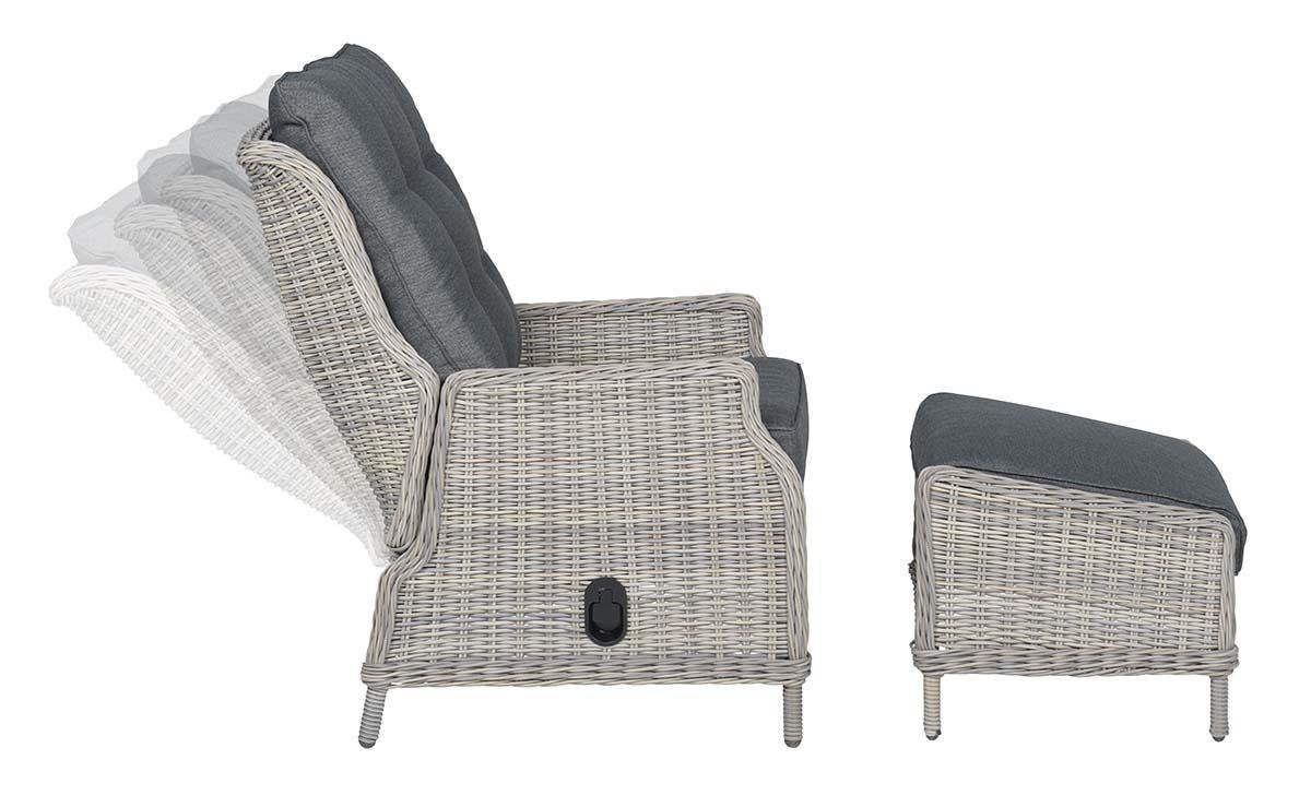 Garden Impressions - Veracruz Relaxstoel + Voetenbank - Vintage Willow - Grijs