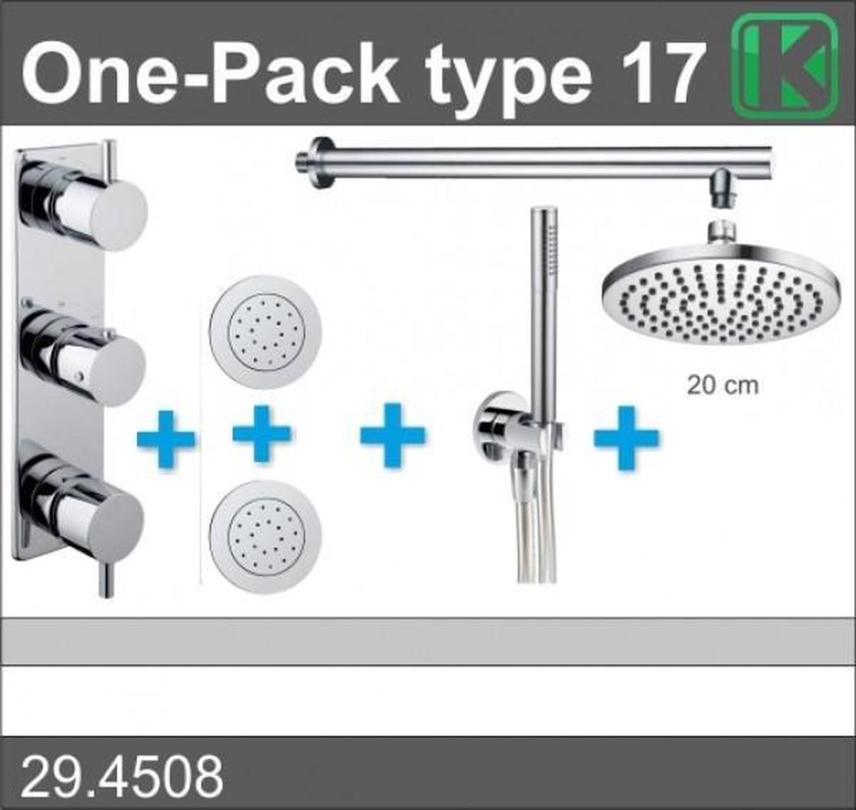 Wiesbaden Exellence One Pack inbouwthermostaatset type 17 20cm 29.4508