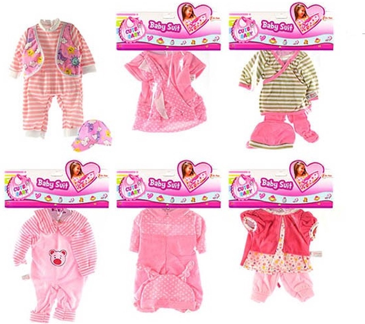 Toi-Toys Babypoppenkleding Boxpakje 20-30 Cm - Roze