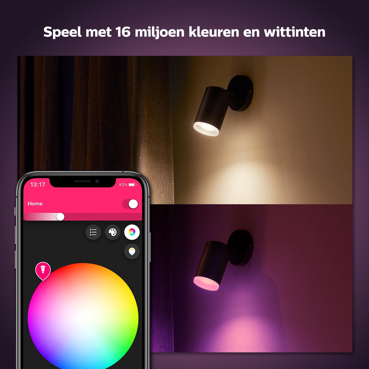 Philips Hue Fugato Spot White & Colour Bluetooth - Zwart