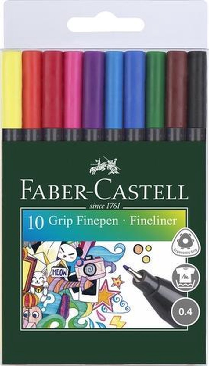 Faber Castell Fineliner Grip 0,4mm Etui A 10 Stuks Assorti