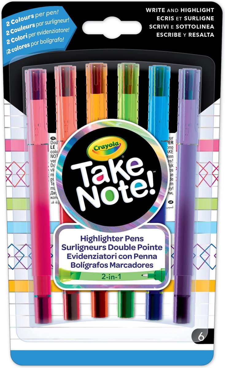 Crayola Take Note! Markeerstiften Met Fijnschrijver 6 Stuks