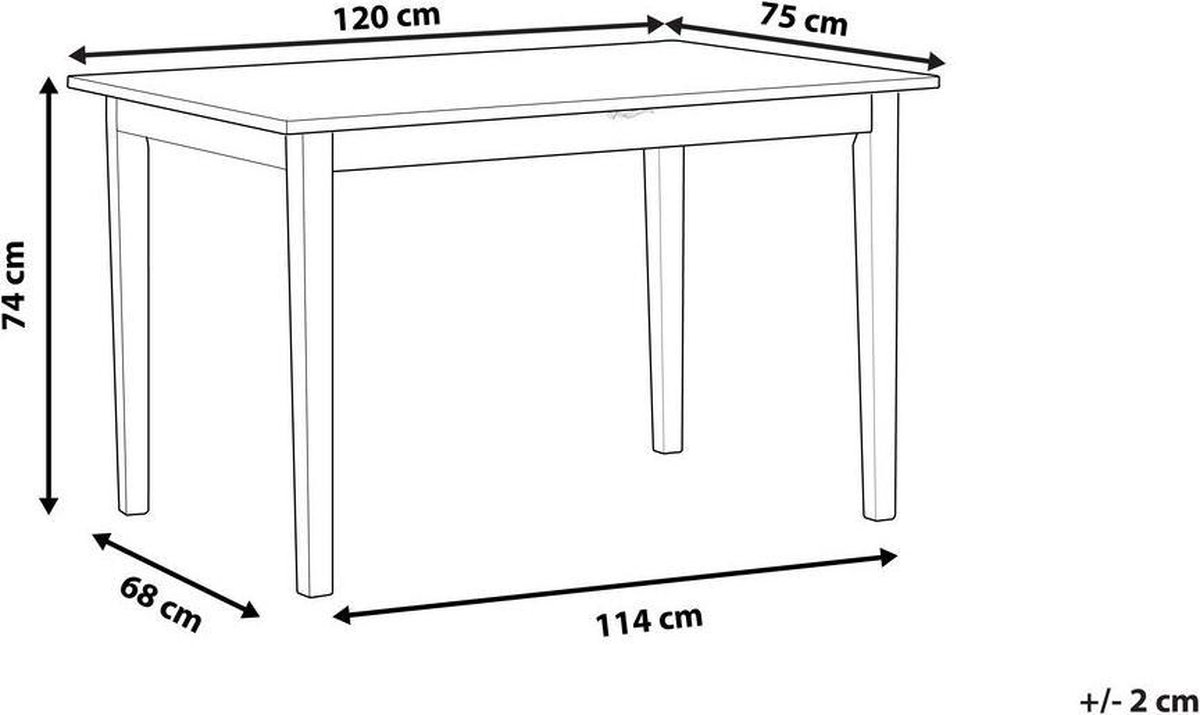 Beliani Houston Eettafel Rubberhout 75 X 120 Cm - Zwart