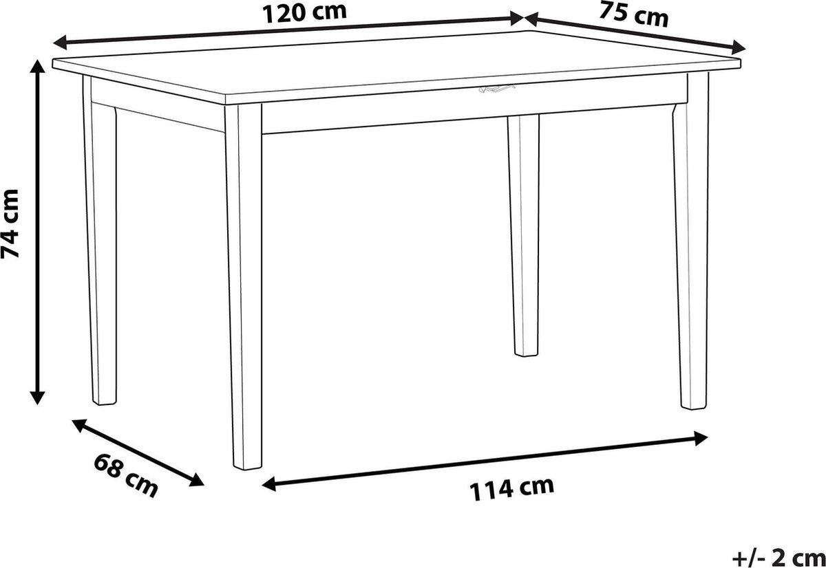 Beliani Houston Eettafel Rubberhout 75 X 120 Cm - Zwart