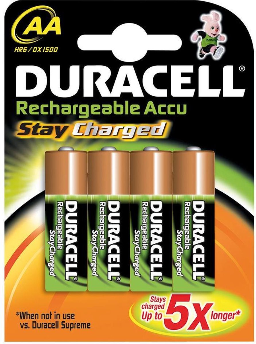 Duracell batterijen AA oplaadbaar 1.2V bruin/groen 4 stuks