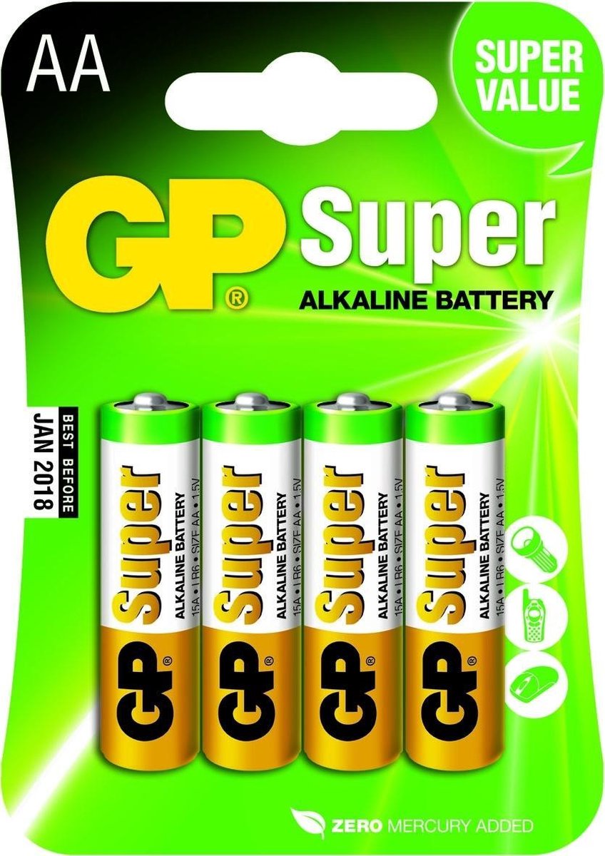 GP batterijen Super AA alkaline per 4 stuks