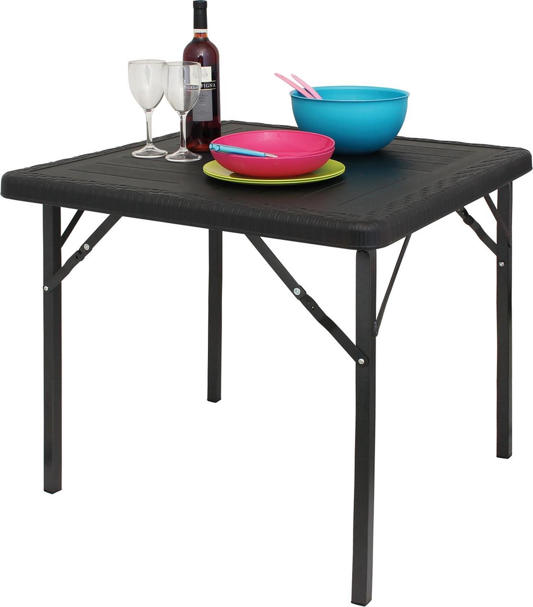 Eurotrail tafel Orly vierkant 77 x 77 x 69 cm staal - Zwart