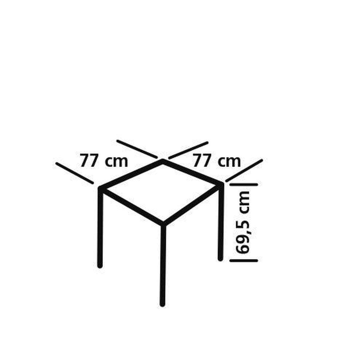 Eurotrail tafel Orly vierkant 77 x 77 x 69 cm staal - Zwart