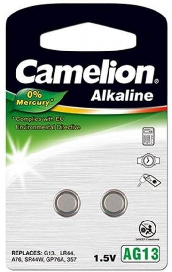 Camelion knoopcelbatterij LR44/A76 Alkaline 1.5V 2 stuks
