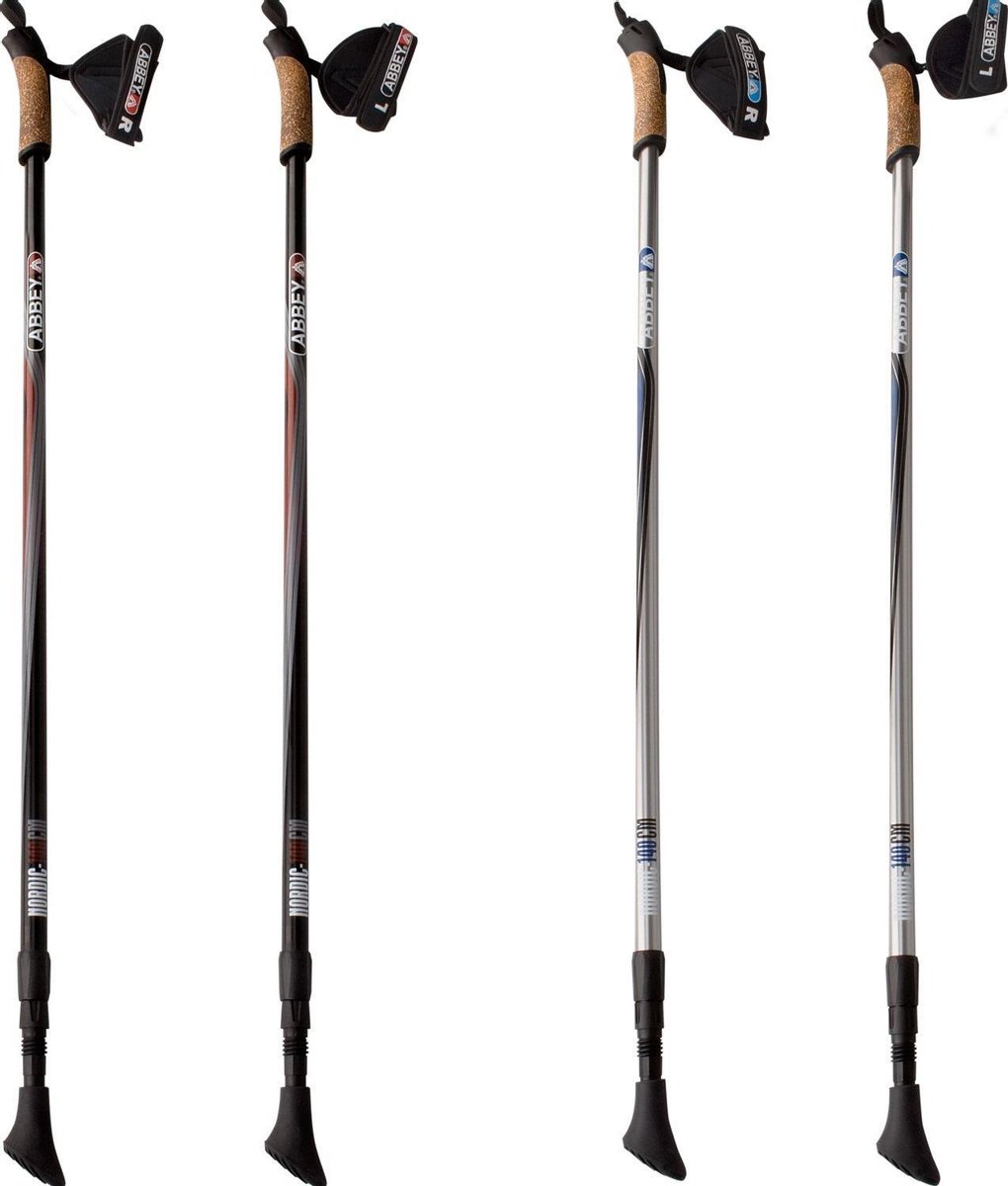 Abbey aluminium Nordic Walking stokken verstelbaar - Zwart