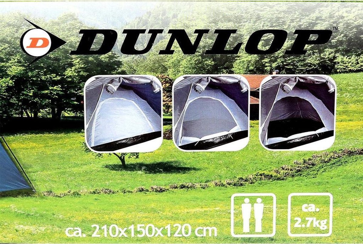 Dunlop koepeltent tweepersoons 210 x 150 x 120 cm blauw