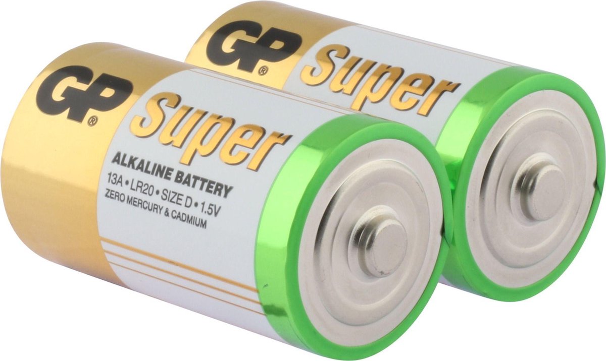 GP Super Alkaline batterijen type D - 2 stuks