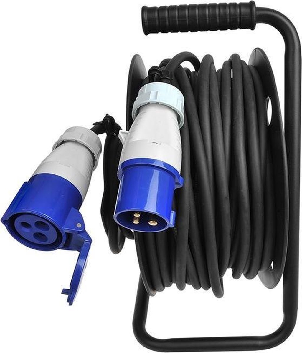 Universeel ProPlus kabelhaspel CEE 3G 1,5mm neopreen 25 meter - Zwart