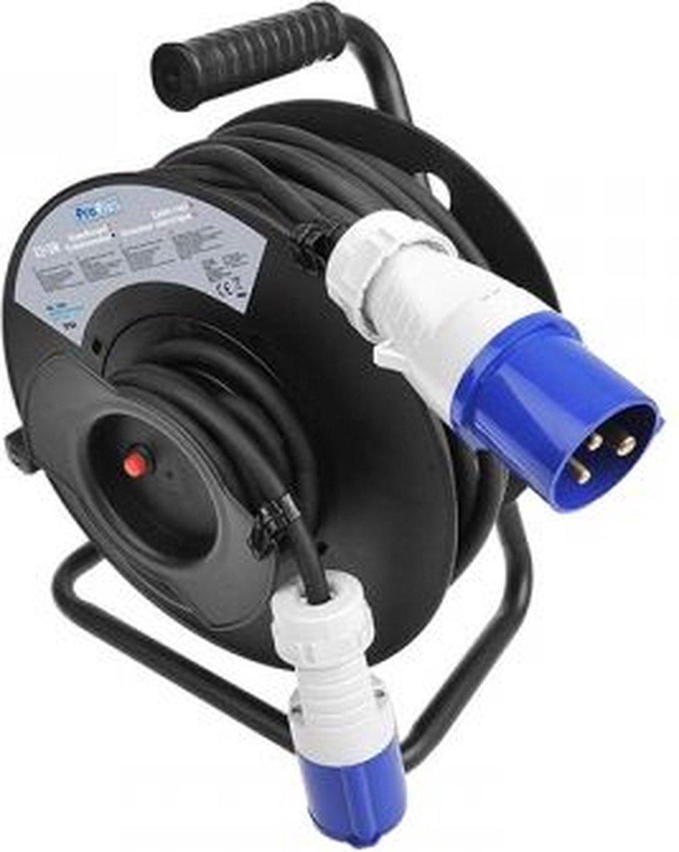 Universeel ProPlus kabelhaspel CEE 3G 1,5mm neopreen 25 meter - Zwart