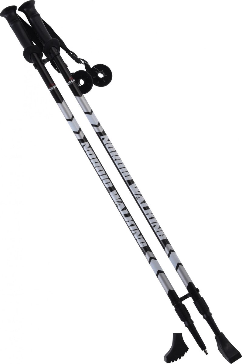 Free and Easy wandelstokken 110-140 cm aluminium - Zwart