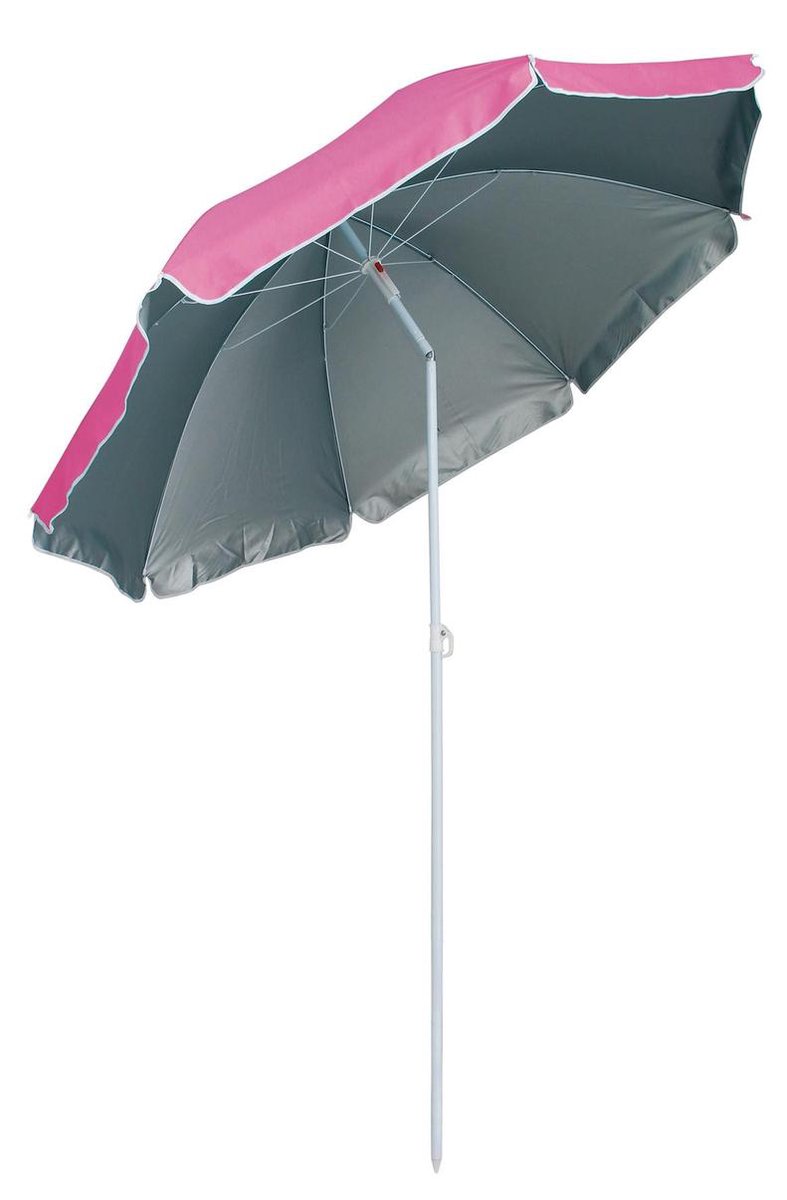 Eurotrail strandparasol 180 x 160 cm staal 2-delig - Roze