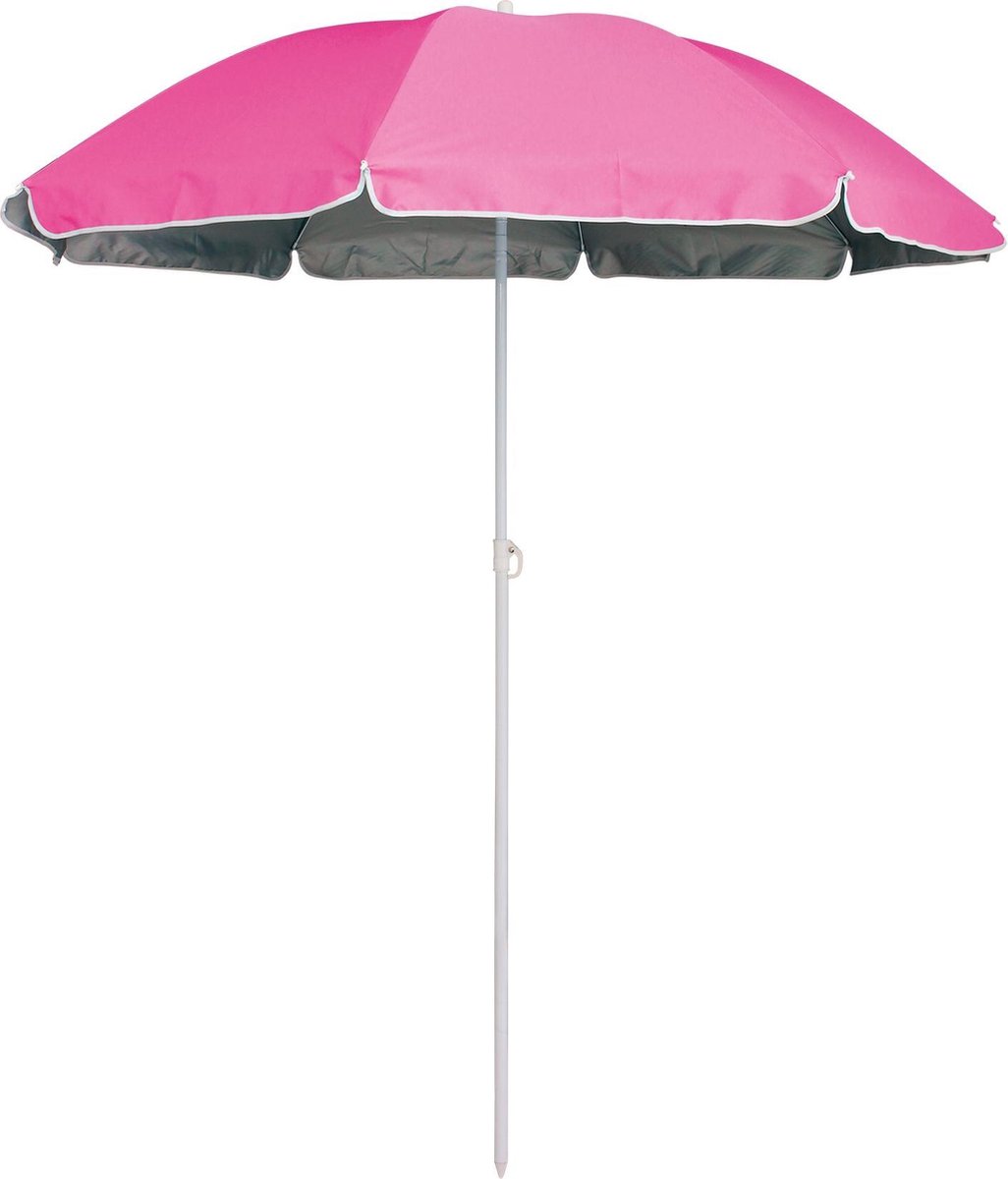 Eurotrail strandparasol 180 x 160 cm staal 2-delig - Roze