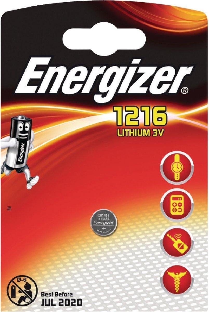 Energizer batterij knoopcel Lithium 3V CR1216 per stuk