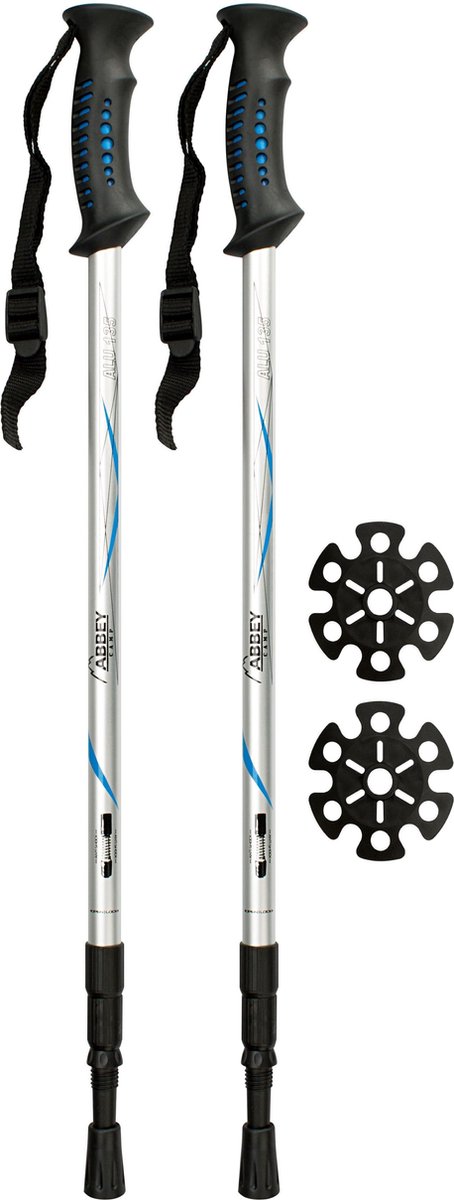 Abbey WANDELSTOKKEN VERSTELBAAR 63-135 CM ZILVER 2 STUKS - Blauw