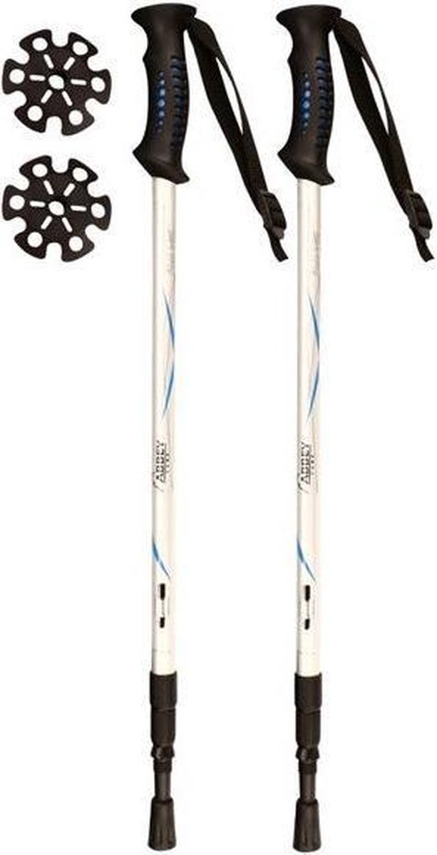 Abbey WANDELSTOKKEN VERSTELBAAR 63-135 CM ZILVER 2 STUKS - Blauw