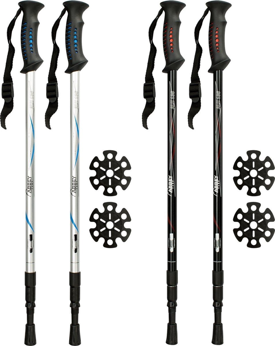 Abbey WANDELSTOKKEN VERSTELBAAR 63-135 CM ZILVER 2 STUKS - Blauw