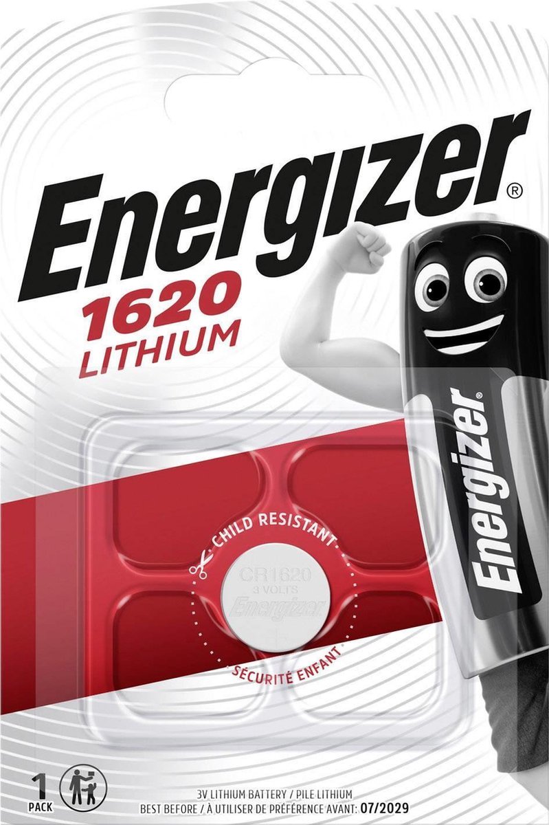 Energizer batterij knoopcel Lithium 3V CR1620per stuk