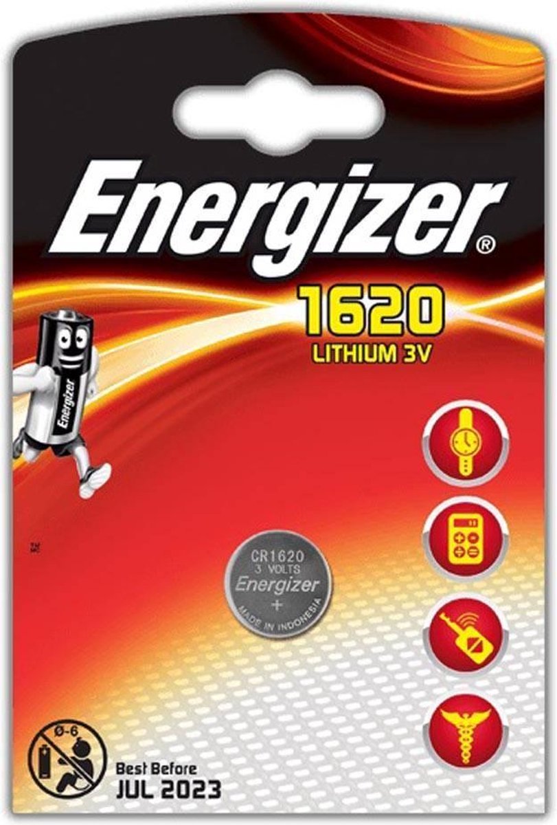 Energizer batterij knoopcel Lithium 3V CR1620per stuk