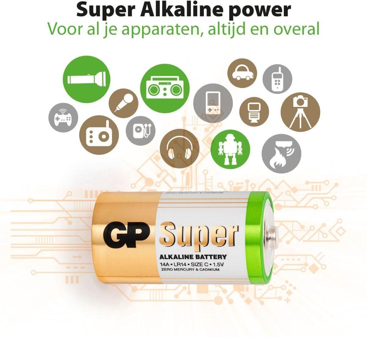 GP Super Alkaline batterijen type C - 2 stuks
