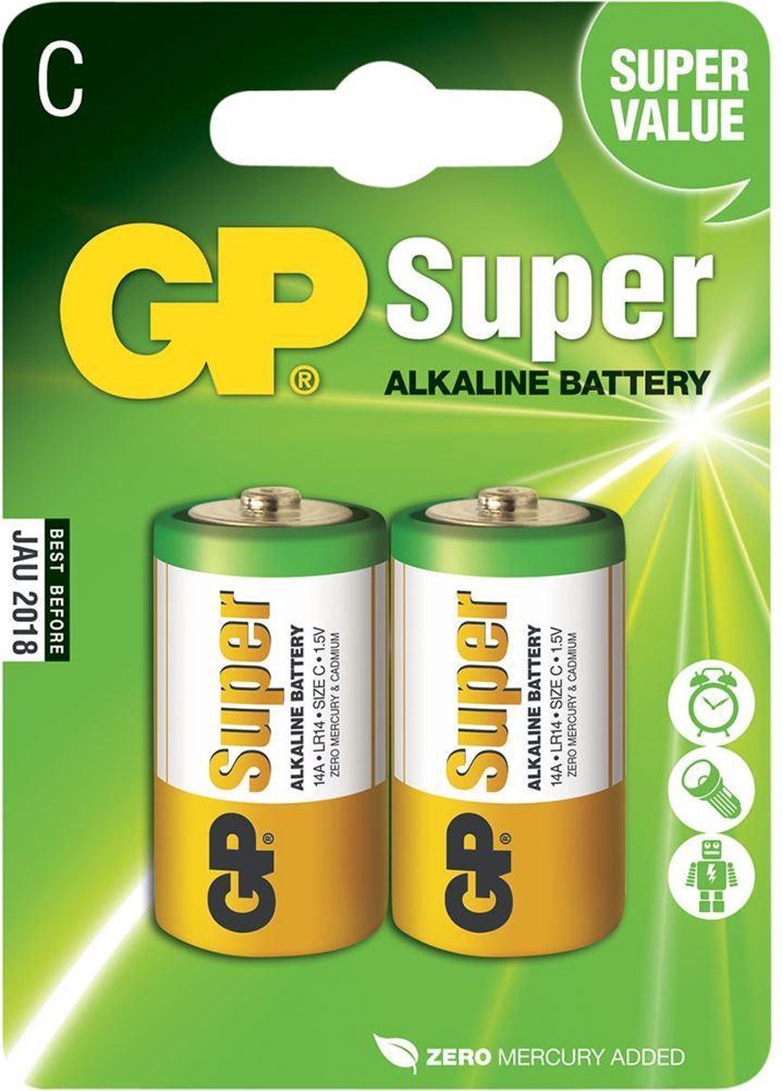 GP Super Alkaline batterijen type C - 2 stuks