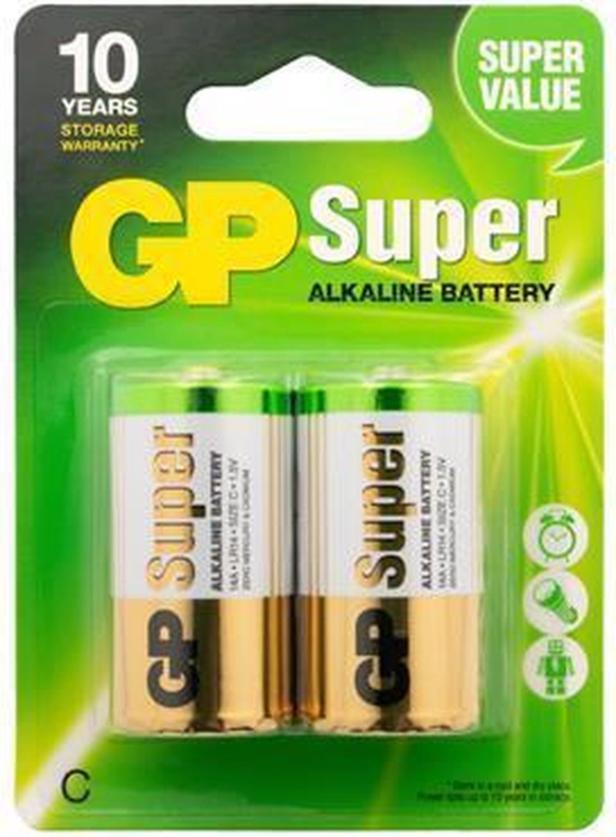 GP Super Alkaline batterijen type C - 2 stuks