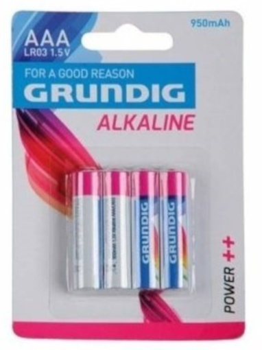 Top1Toys Grundig batterijen alkaline AAA LR03 950 mAh 4 stuks