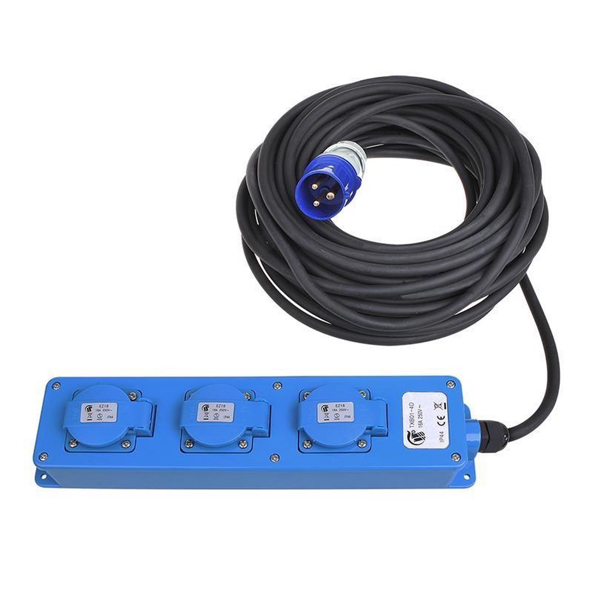 Universeel ProPlus CEE 3-weg / Schuko-stekkerdoos 10 meter - Zwart