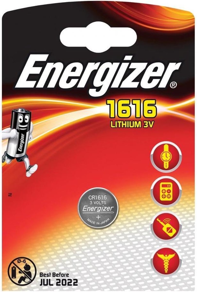Energizer batterij knoopcel Lithium 3V CR1616 per stuk