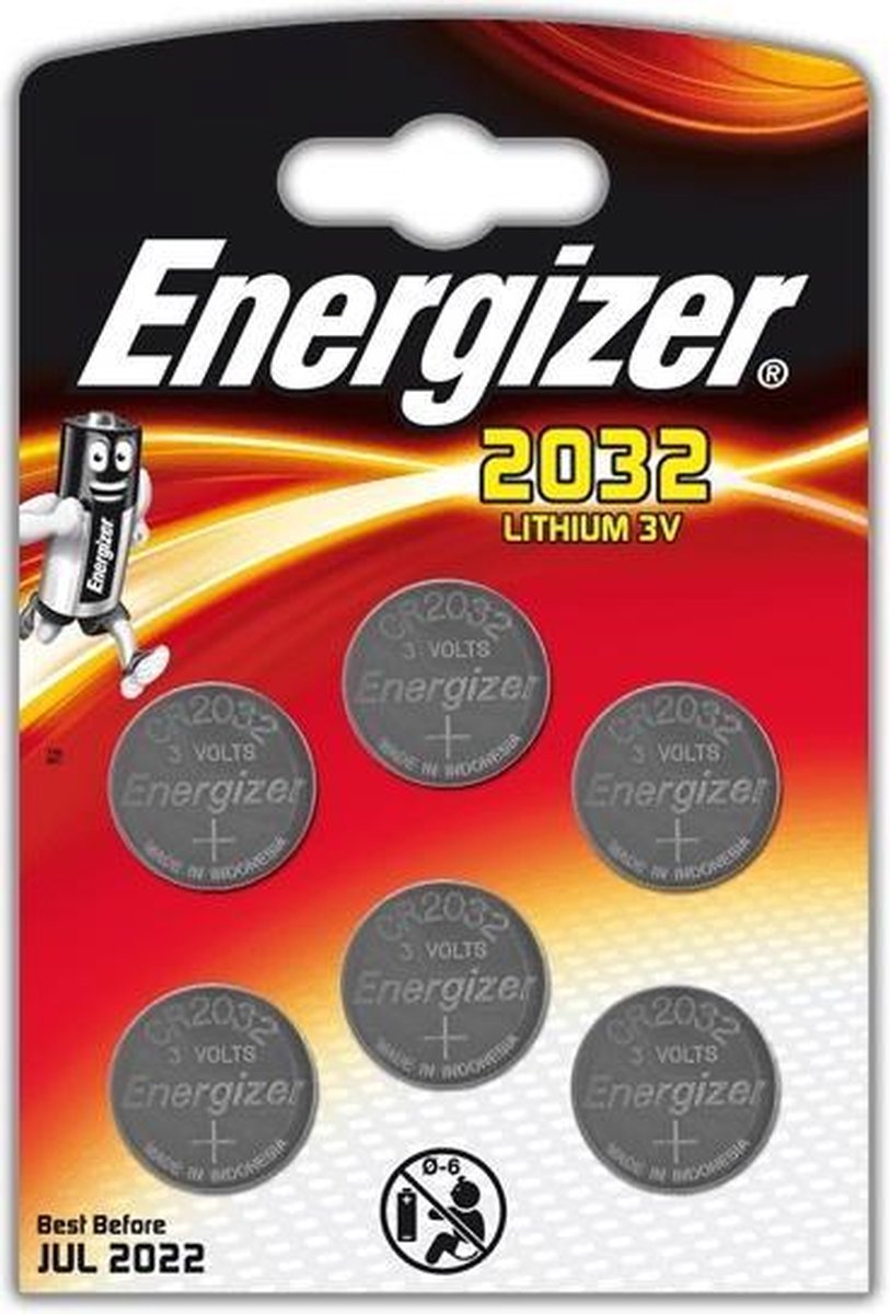 Energizer batterij knoopcel Lithium 3V CR2032 6 stuks