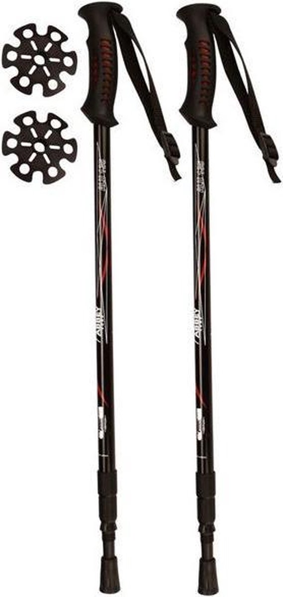 Abbey WANDELSTOKKEN VERSTELBAAR 63-135 CM 2 STUKS - Rood