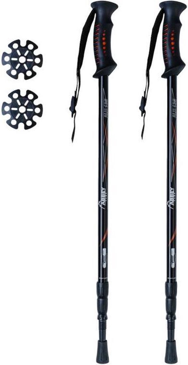 Abbey WANDELSTOKKEN VERSTELBAAR 63-135 CM 2 STUKS - Rood